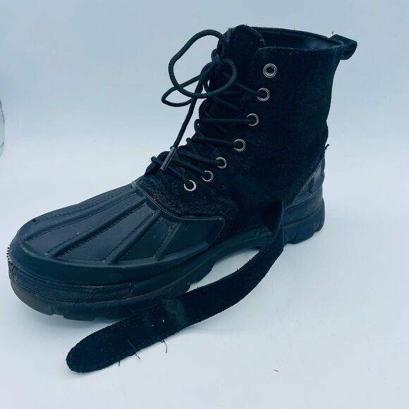 Black Boys Size 7 Buckle Polo Ralph Lauren OSLO Waterproof Leather Suede Boots - Picture 6 of 12